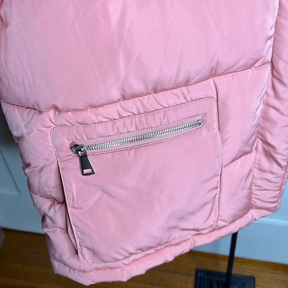Pink blush puffer bubble zip up jacket Size Large New - Picture 4 of 9